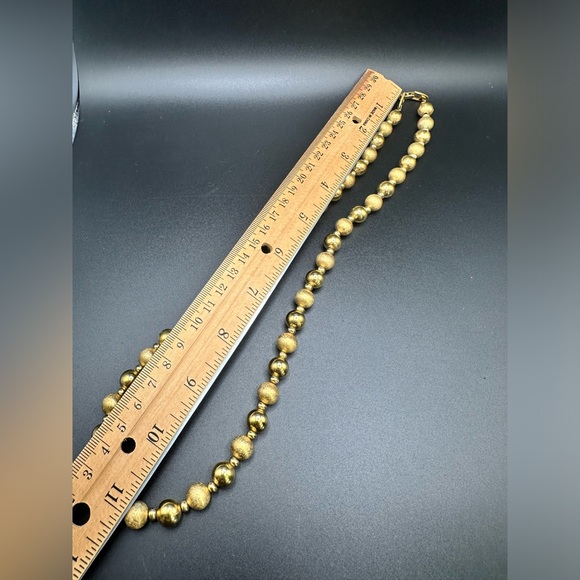 Vintage Signed Napier Gold Tone Textured Beaded/Ball Necklace 22" Drop - Picture 10 of 10